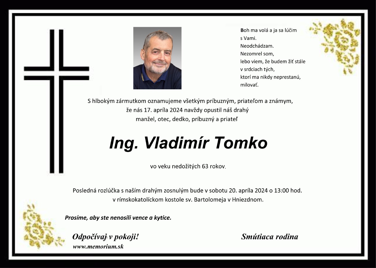 Read more about the article Parte Ing. Vladimír Tomko