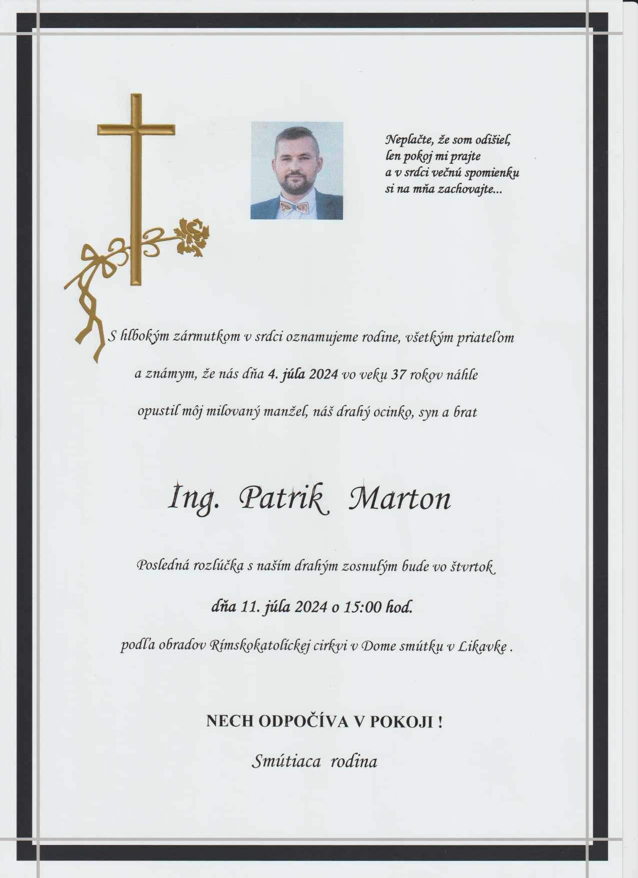 Read more about the article Parte –  Ing. Patrik Marton