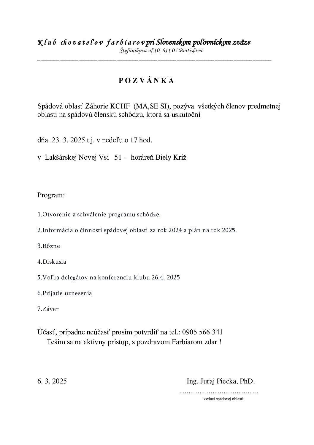 Read more about the article Pozvánka na spádovú schôdzu Záhorie (MA, SE, SI)